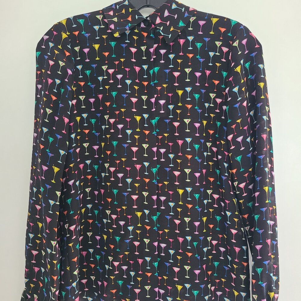 Alice + Olivia Willa Martini Silk Blouse Size XS